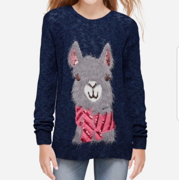 Justice Furry Llama Sweater 